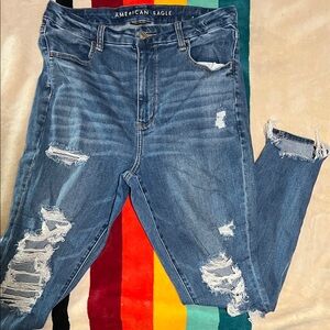 American Eagle Outfitters Ripped Blue Skinny Jeans